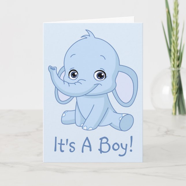 Faire-part C'est un petit éléphant bleu (Devant)