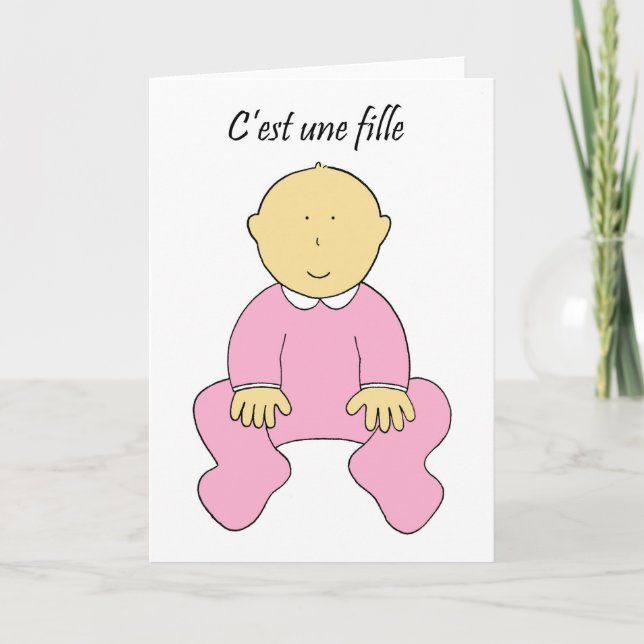 Faire-part C'est une fille en français, c'est une fille. (Devant)