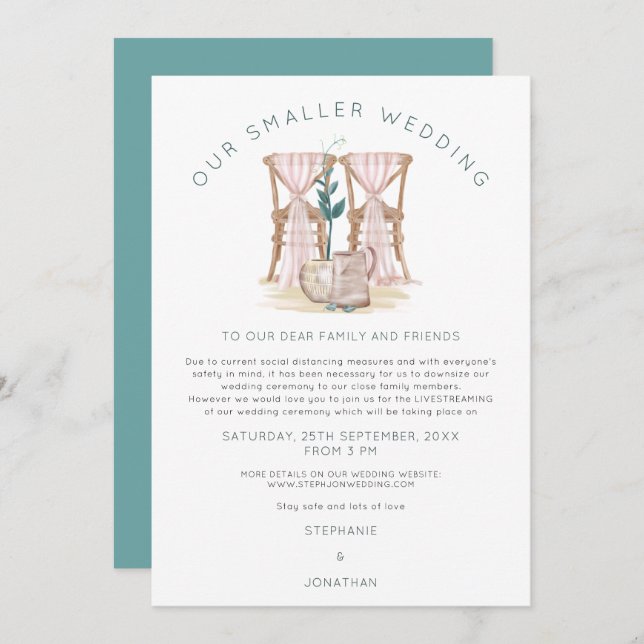 Faire-part Chaises de mariage bohème plus petites (Devant / Derrière)