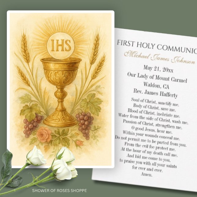 Faire-part Chalice de prière communion avec raisins de blé (Créateur téléchargé)