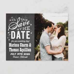 Faire-part Chalkboard Photo Enregistrer la date Carte postale
