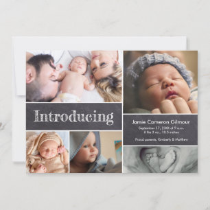 Faire-part Chalkboard Simple Introduire Baby Multiples Photos