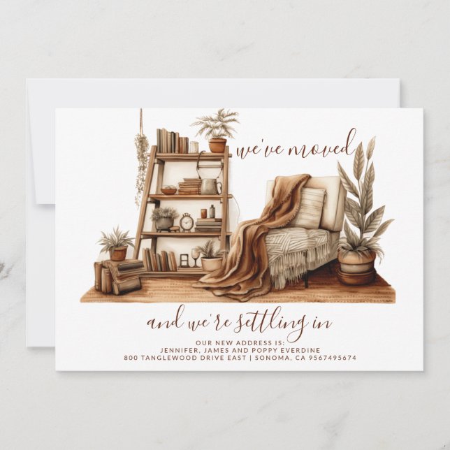 Faire-part Chambre confortable aquarelle Déménagement  (Devant)