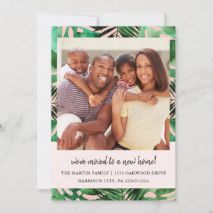 Faire-part Changement d'adresse Aquarelle Feuille photo Blush