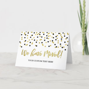 Faire-part Changement d'adresse noir de confettis d'or la