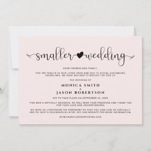 Faire-part Changement de plan pour les petits Mariages Rose d