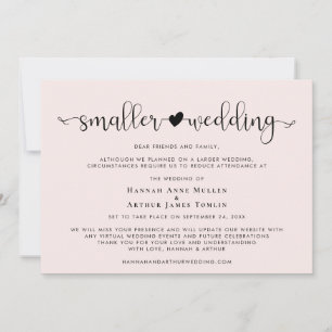 Faire-part Changement de plan pour les petits Mariages Rose d