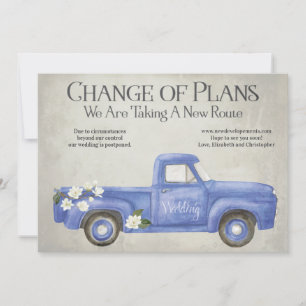 Faire-part Changement De Plan Reporté Camion Bleu Vintage