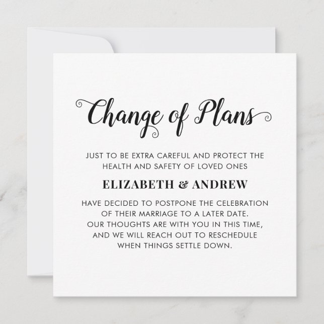 Faire-part Changement de plans Mariage reporté Photo d'événem (Devant)