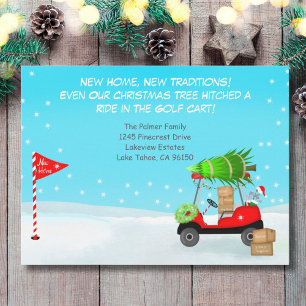 Faire-part Chariot de golf de Noël avec cartons de déménageme