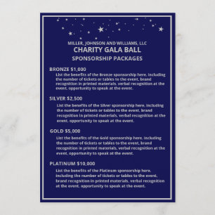 Faire-part Charity Gala Bal Sponsorisation Blue Silver Star