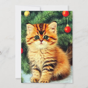 Faire-part Chat de Noël Vintage