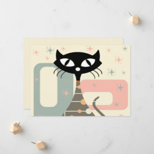 Faire-part Chat Du Milieu Du Siècle Moderne Du Milieu Du Sièc