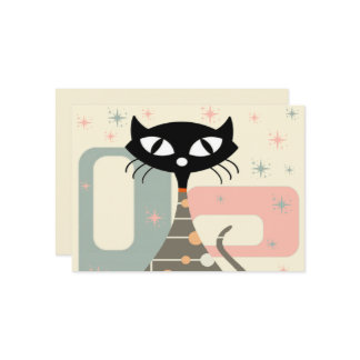 Faire-part Chat Du Milieu Du Siècle Moderne Du Milieu Du Sièc