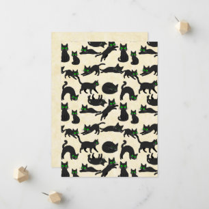 Faire-part Chats noirs Yeux verts Adorables chatons Crème cha