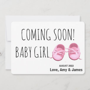 Faire-part Chaussures pour bébé mignonne bientôt rose Grosses