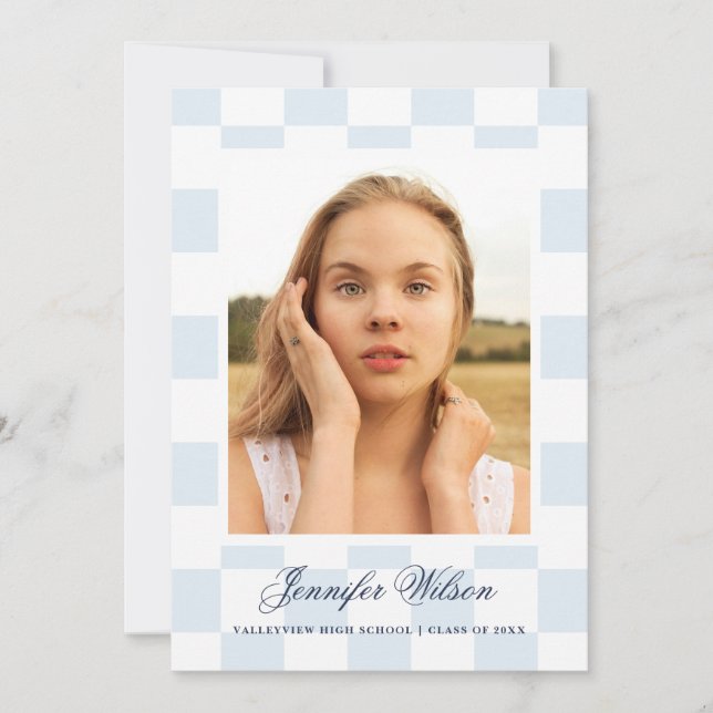 Faire-part Checkered Grad graduation announcement Blue (Devant)