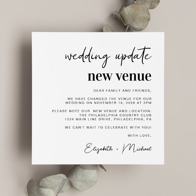 Faire-part Chic Changement de Plans Nouveau Lieu de Mariage (Créateur téléchargé)