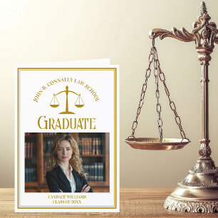 Faire-part Chic Gold Law School Graduation Photo pliée