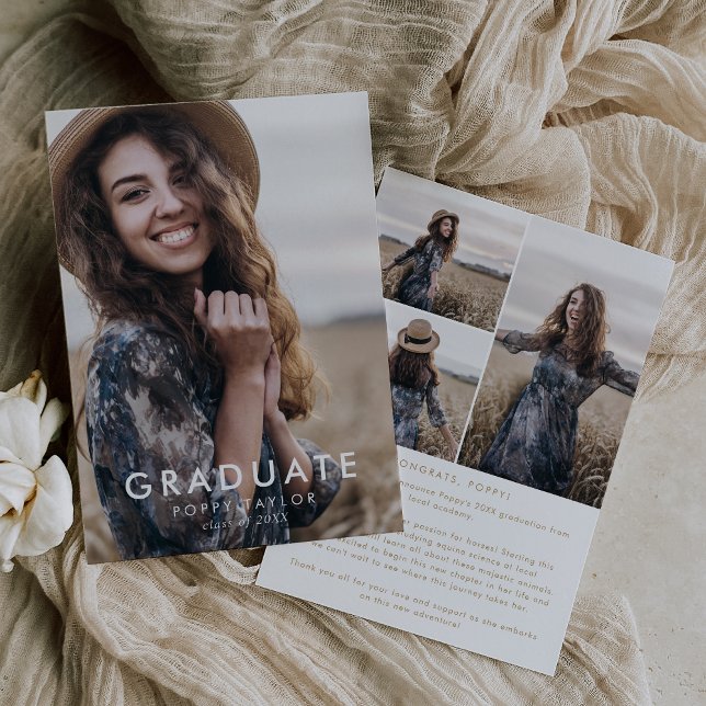 Faire-part Chic Gold Message Photo Collage Graduation (Créateur téléchargé)
