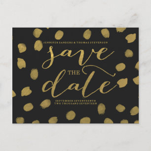 Faire-part Chic Gold Script Enregistrer la carte postale Date