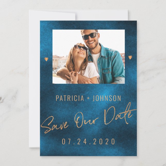 Faire-part Chic luxe marine mariage or enregistrer la date PH (Devant)