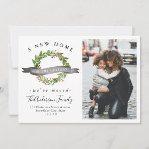 Faire-part Chic Nouvelle Maison pour les fêtes Wreath Photo M