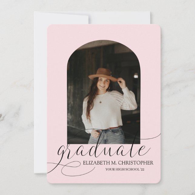 Faire-part Chic Pink Arch 5 Photo Collage Graduation (Devant)