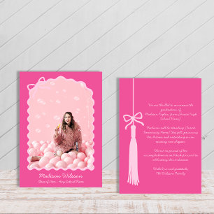 Faire-part Chic Tassel Bow Pink Grad Photo 2025 Graduation