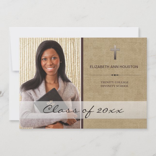 Faire-part chrétien de photo d'obtention du (Devant)