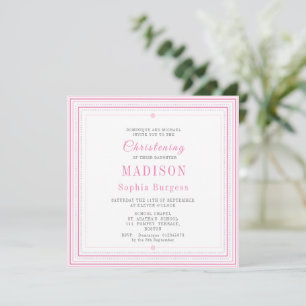 Faire-part Christening Baptême Nommer rose Simple Ann moderne