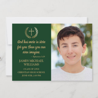 Faire-part Christian Bible Verse Photo Green Graduation