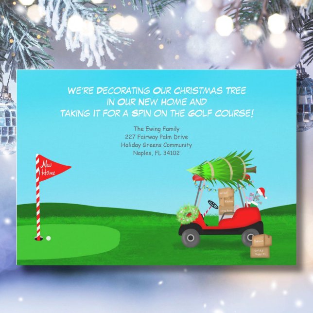 Faire-part Christmas Golf Cart With Moving Boxes Golf Course (Créateur téléchargé)