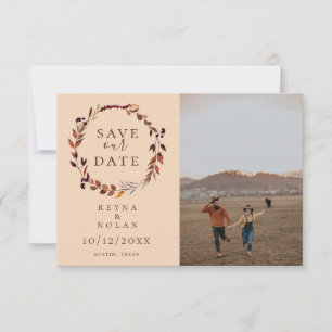 Faire-part Chute Aquarelle Foliage Wreath Enregistrer La Date