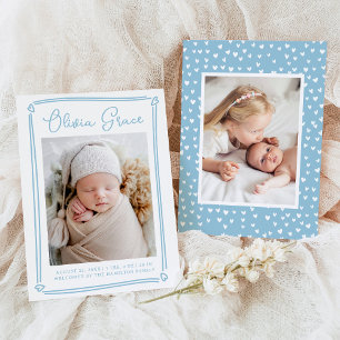 Faire-part Cieux de coeurs fantaisistes Photo Naissance