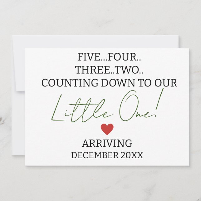 Faire-part CINQ QUATRE TROIS DEUX Compter jusqu'à la grossess (Devant)