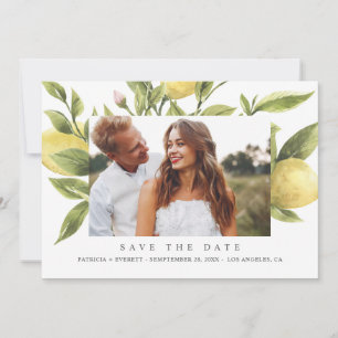 Faire-part Citrons jaunes Gris Mariage Photo enregistrer la d