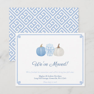 Faire-part Citrouille de la Chinoiserie Bleu et Blanc Changem