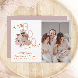 Faire-part Citrouille rose automne bébé fille naissance
