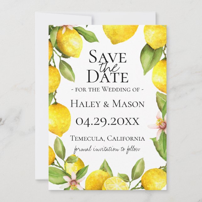 Faire-part Citrus Orchard Enregistrer La Date (Devant)