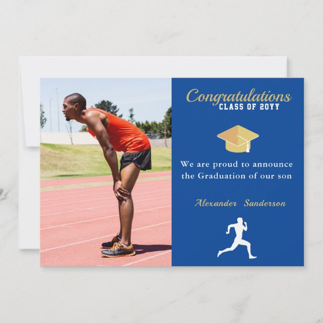 Faire-part Classe Blue Track de 2022 graduation (Devant)