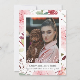 Faire-part Classe de 2022 Blush Floral 2 Photo Graduation