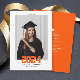 Faire-part Classe de 2024 Classic Typography Graduation Photo