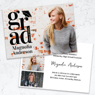 Faire-part Classe de 2024 GRAD Multi Photo Graduation