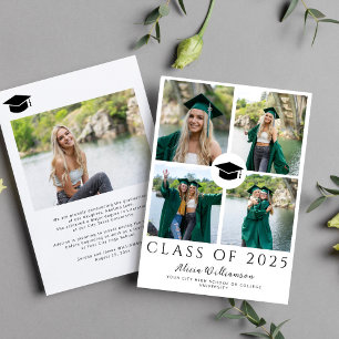 Faire-part Classe de 2024 moderne 5 photo collage graduation