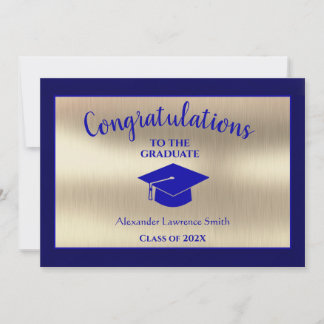 Faire-part Classe d'or Bleu de Graduation de 2021