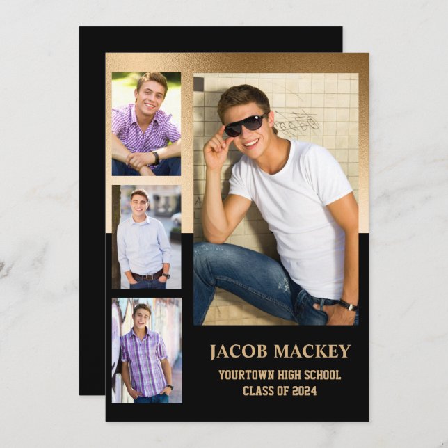 Faire-part Classe d'or noir du lycée 2024 photo (Devant / Derrière)