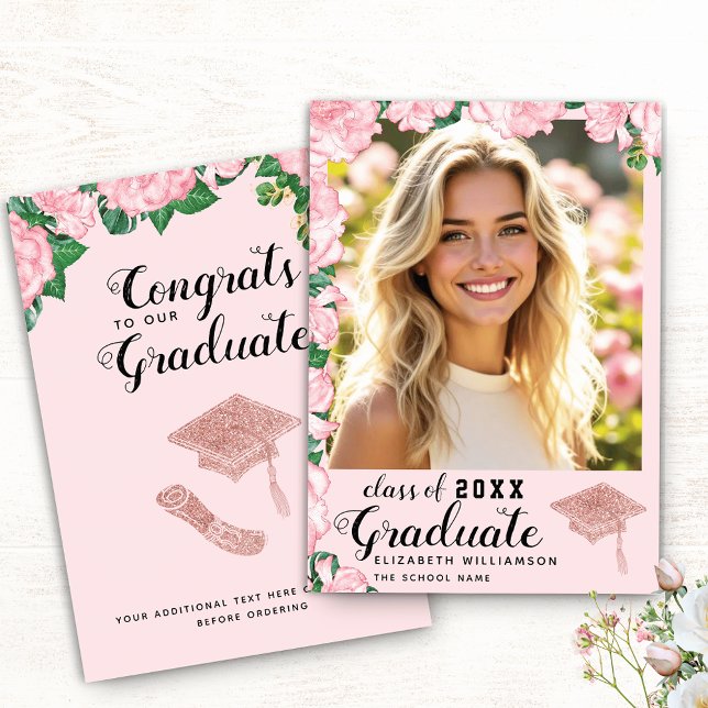 Faire-part Classe florale rose pâle de 2025 (Créateur téléchargé)