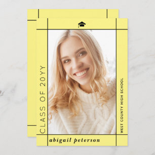 Faire-part Classe jaune moderne de 2025 graduation photo