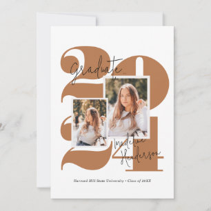 Faire-part Classe moderne Année 5 Photo Terracotta Graduation